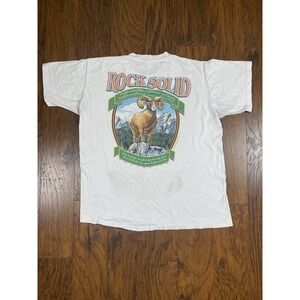 Vintage 1991 Center Cut Rock Solid Psalm 18 Bighorn Sheep White T-Shirt Large